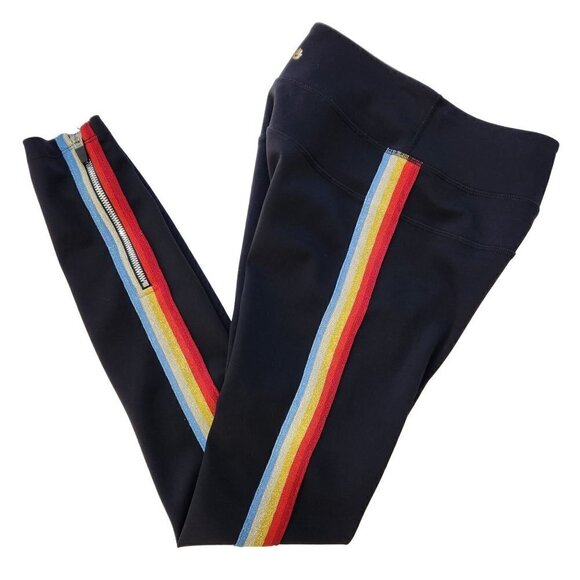 Spiritual Gangster Womens Leggings XS Rainbow Sparkle Stripe Zipper Ankle Tight‎ - Picture 2 of 9